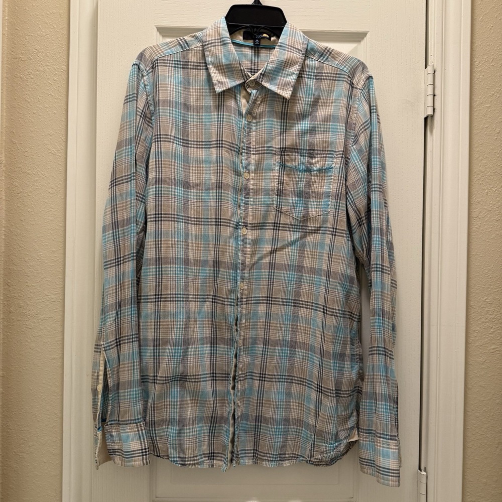 C & C California Long Sleeve Button Up Shirt Men's Medium Teal Plaid‎ Soft